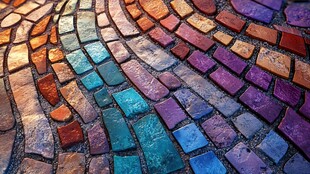 彩色马赛克拼接地面纹理