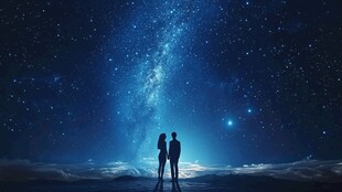 情侣于星空下浪漫相依