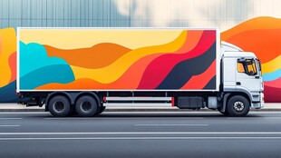 彩色涂鸦卡车外观展示