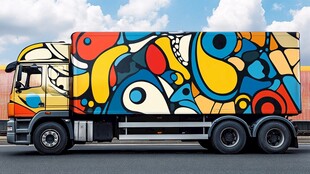 彩绘艺术卡车 色彩斑斓外观