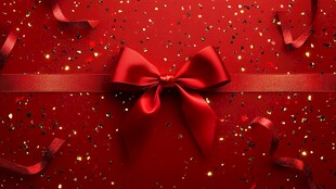 红色蝴蝶结礼物背景图