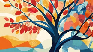 多彩抽象树艺术插画