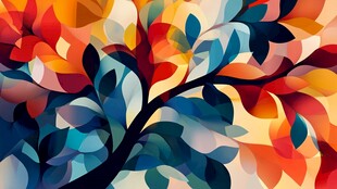 多彩抽象树枝艺术图案