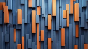 蓝橙立体方块背景图案