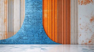 多彩几何墙面室内空间