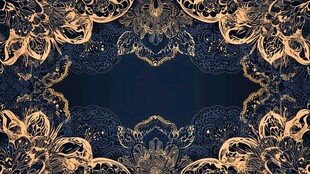 深蓝底金色华丽花纹图案