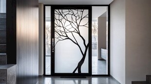 简约风室内树纹玻璃门设计