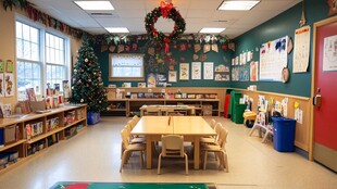 节日氛围中的温馨幼儿教室