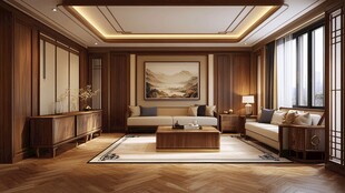 中式雅致客厅室内场景