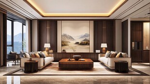 中式雅致客厅室内装修展示