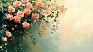 春日烂漫 粉玫绽放