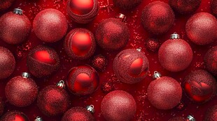 红色圣诞球装饰背景图