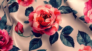 玫瑰印花丝绸布料图案