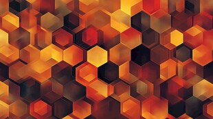 橙红色六边形几何图案背景