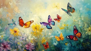 梦幻蝶舞花丛间