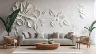 简约花卉墙饰的舒适客厅