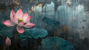 水墨荷花 雨幕中的清雅风姿