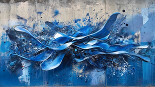 蓝色动感抽象艺术画作