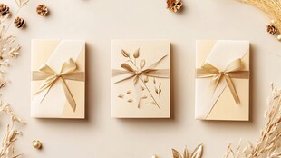 精致礼品盒与周边装饰摆件