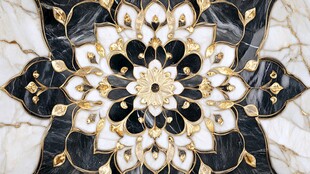 黑白金大理石花卉拼花图案