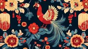 凤凰花卉中式传统图案