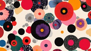 多彩圆形花卉图案背景