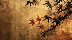 秋意枫叶古朴背景图