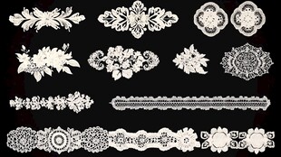 复古白色花纹蕾丝图案集合