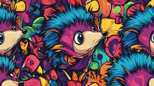 多彩刺猬图案的奇幻世界