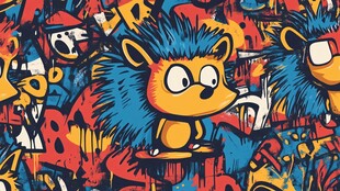 刺猬涂鸦图案 色彩超炫