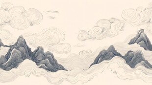 中式山水云纹古风背景图