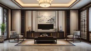 中式典雅客厅室内设计图