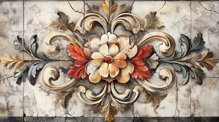 复古立体花卉墙面装饰
