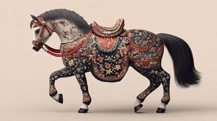 华丽纹饰骏马艺术造型