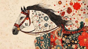 中式繁花骏马图