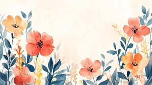 水彩花卉边框背景图