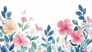 手绘清新花卉边框图案