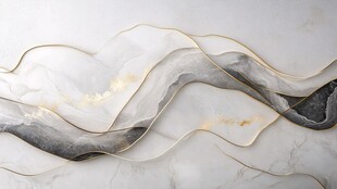 水墨金纹抽象波浪装饰画