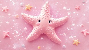 可爱粉色海星梦幻背景图