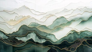 山峦层叠水墨风艺术画