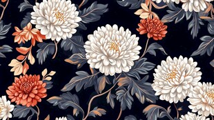 中式花卉深色底纹图案