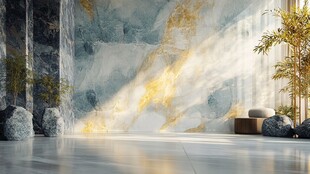 奢华大理石室内景观空间