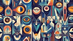 抽象几何眼睛图案艺术