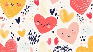 可爱笑脸爱心图案背景