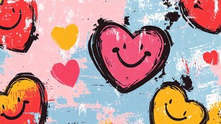 彩色笑脸爱心图案背景