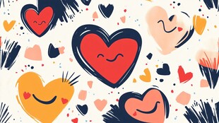 可爱笑脸爱心图案背景