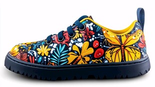 多彩花卉蜻蜓图案儿童运动鞋