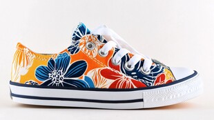 多彩花卉印花帆布鞋
