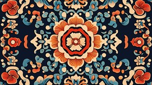 中式传统花卉图案装饰画