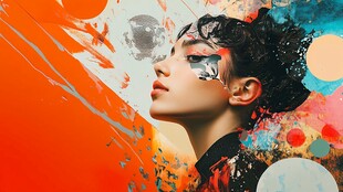 梦幻彩妆女子的艺术画像